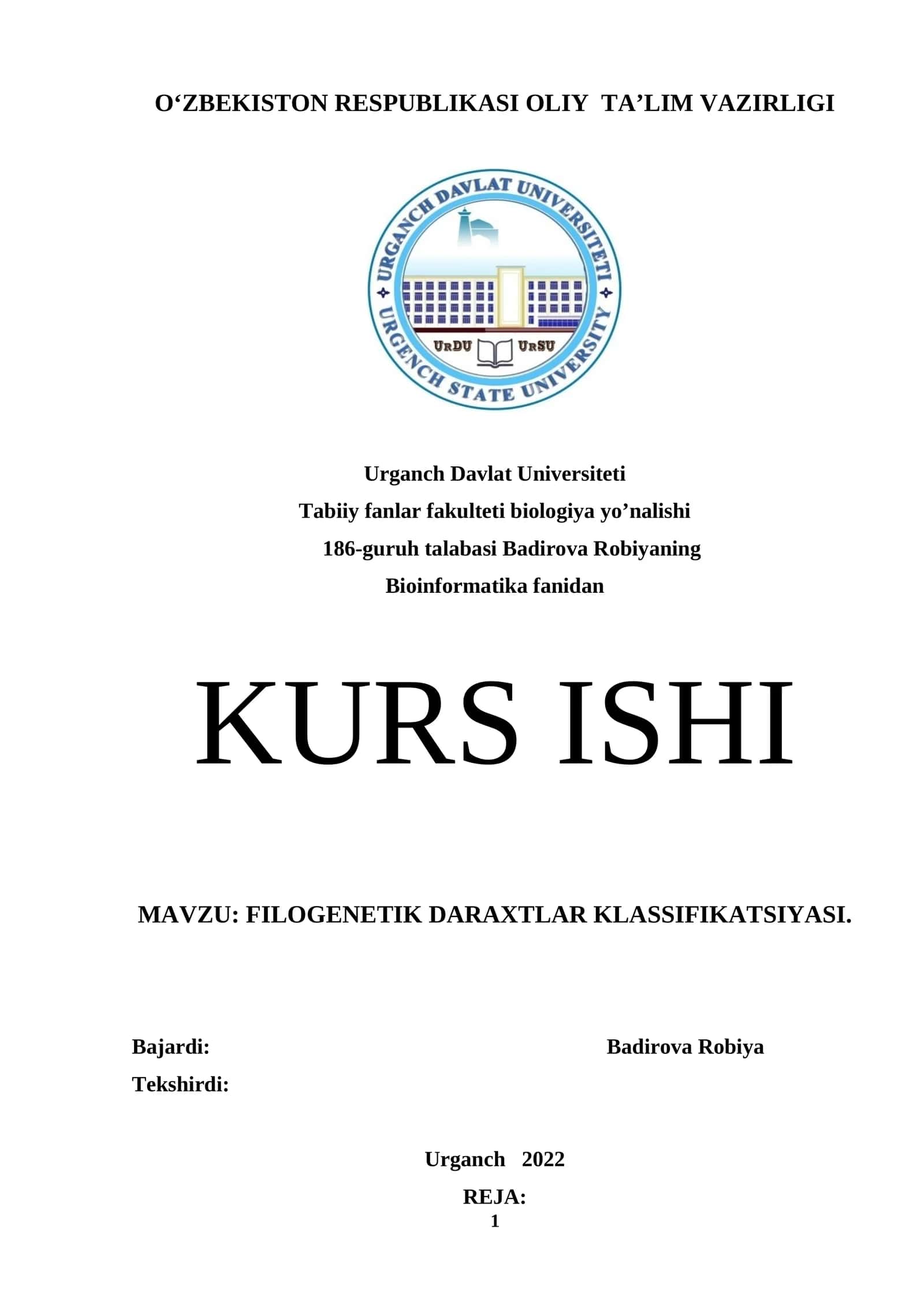 FILOGENETIK DARAXTLAR KLASSIFIKATSIYASI 1
