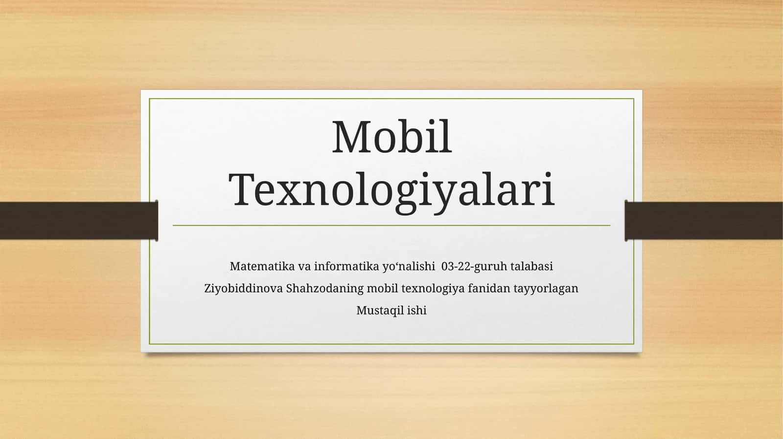 Mobil Texnologiyalari 1