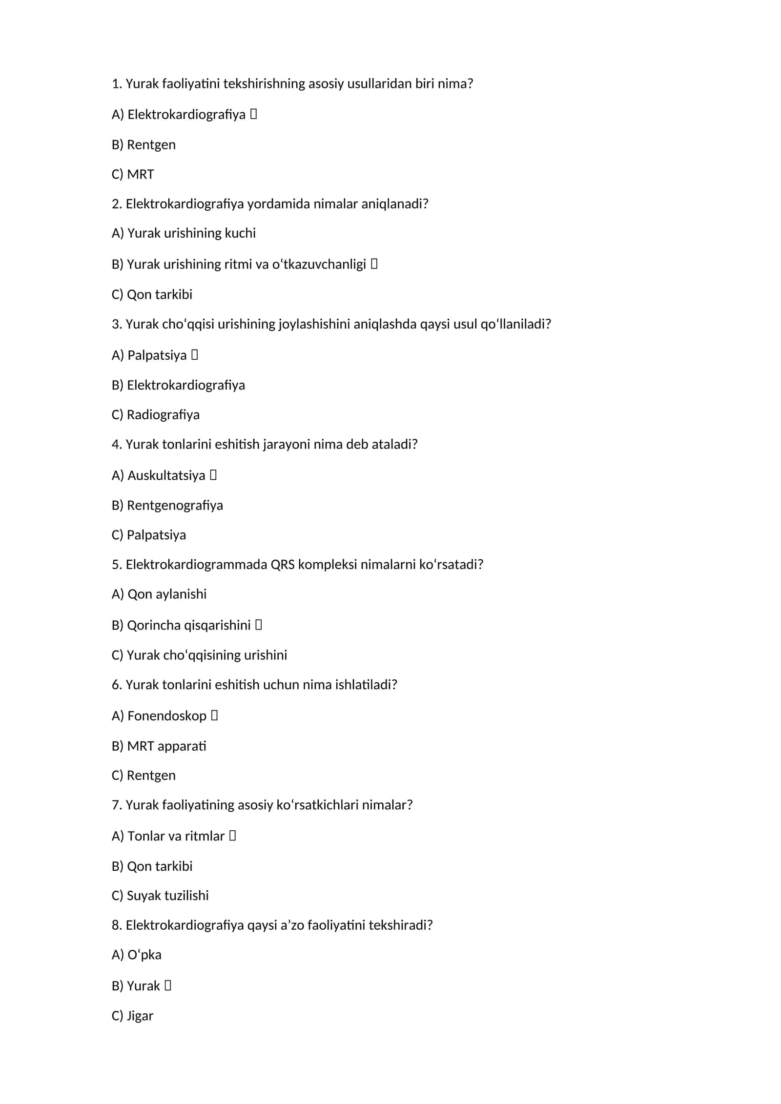 Yurak tomirlari va tekshirish usullari 1