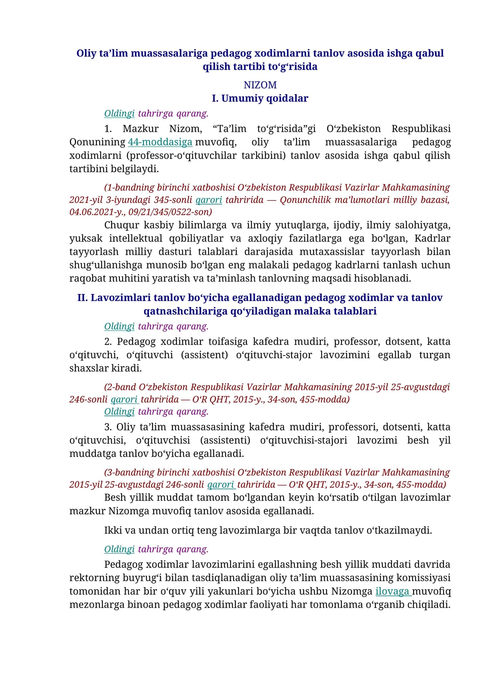 Ta’lim to‘g‘risida O‘zbekiston Respublikasi Qonuni 1