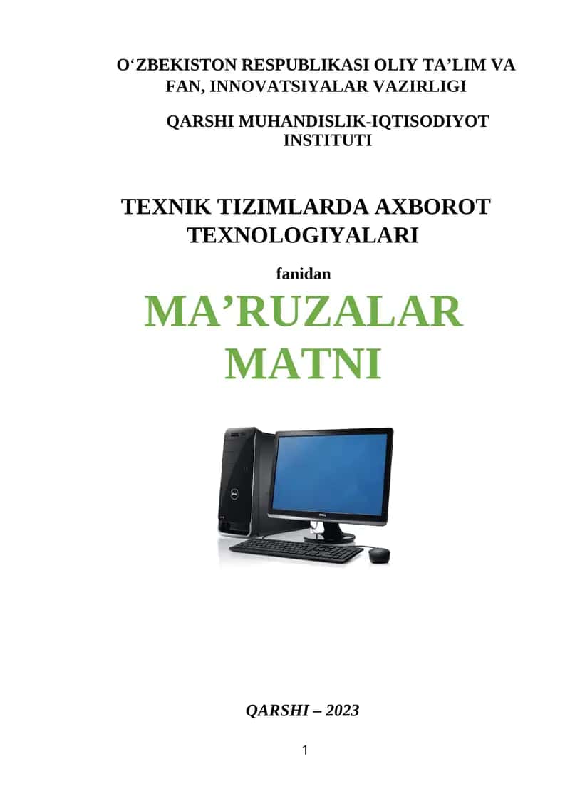 Texnik tizimlarda axborot texnologiyalari 1