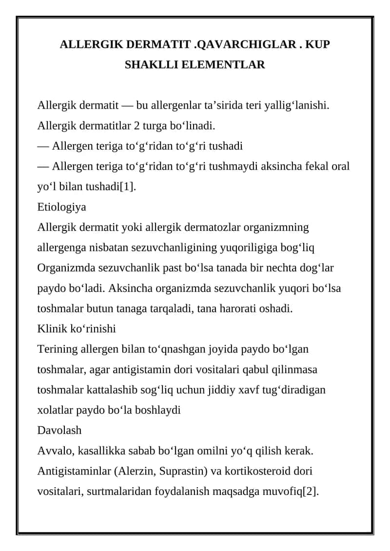 Allergik dermatit 1