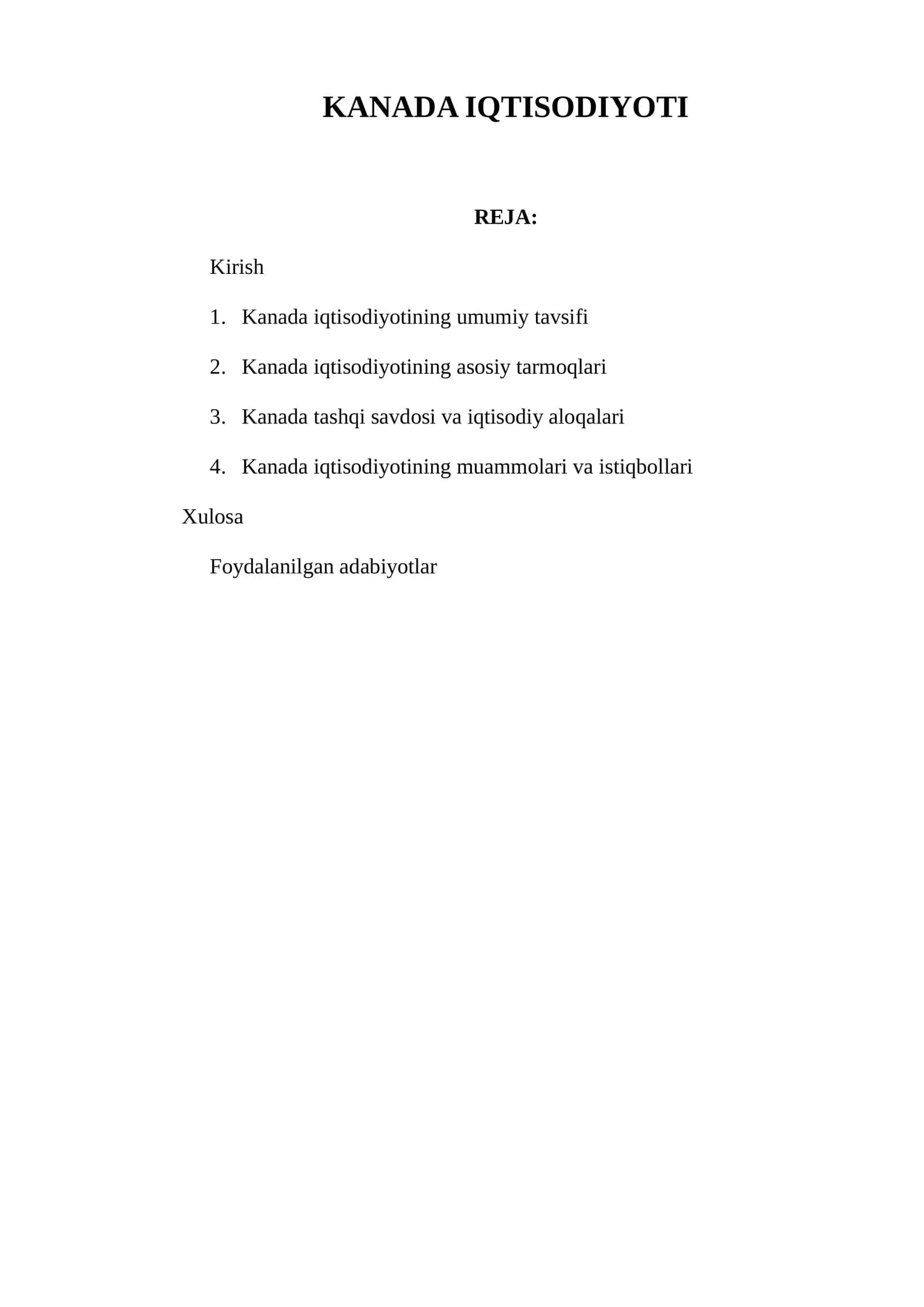 KANADA IQTISODIYOTI 1