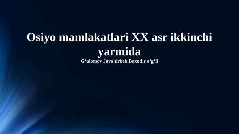 Markaziy Osiyo Mamlakatlari XX asr ikkinchi yarmida 1
