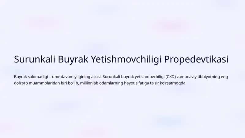 Surunkali Buyrak Yetishmovchiligi Propedevtikasi 1
