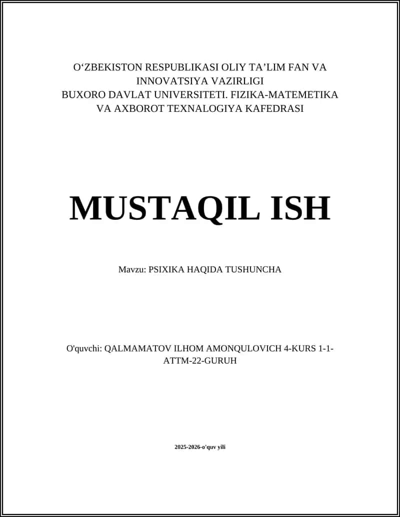 PSIXIKA HAQIDA TUSHUNCHA 1