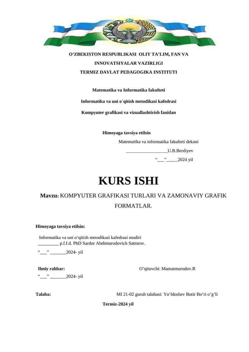 KOMPYUTER GRAFIKASI TURLARI VA ZAMONAVIY GRAFIK FORMATLAR 1