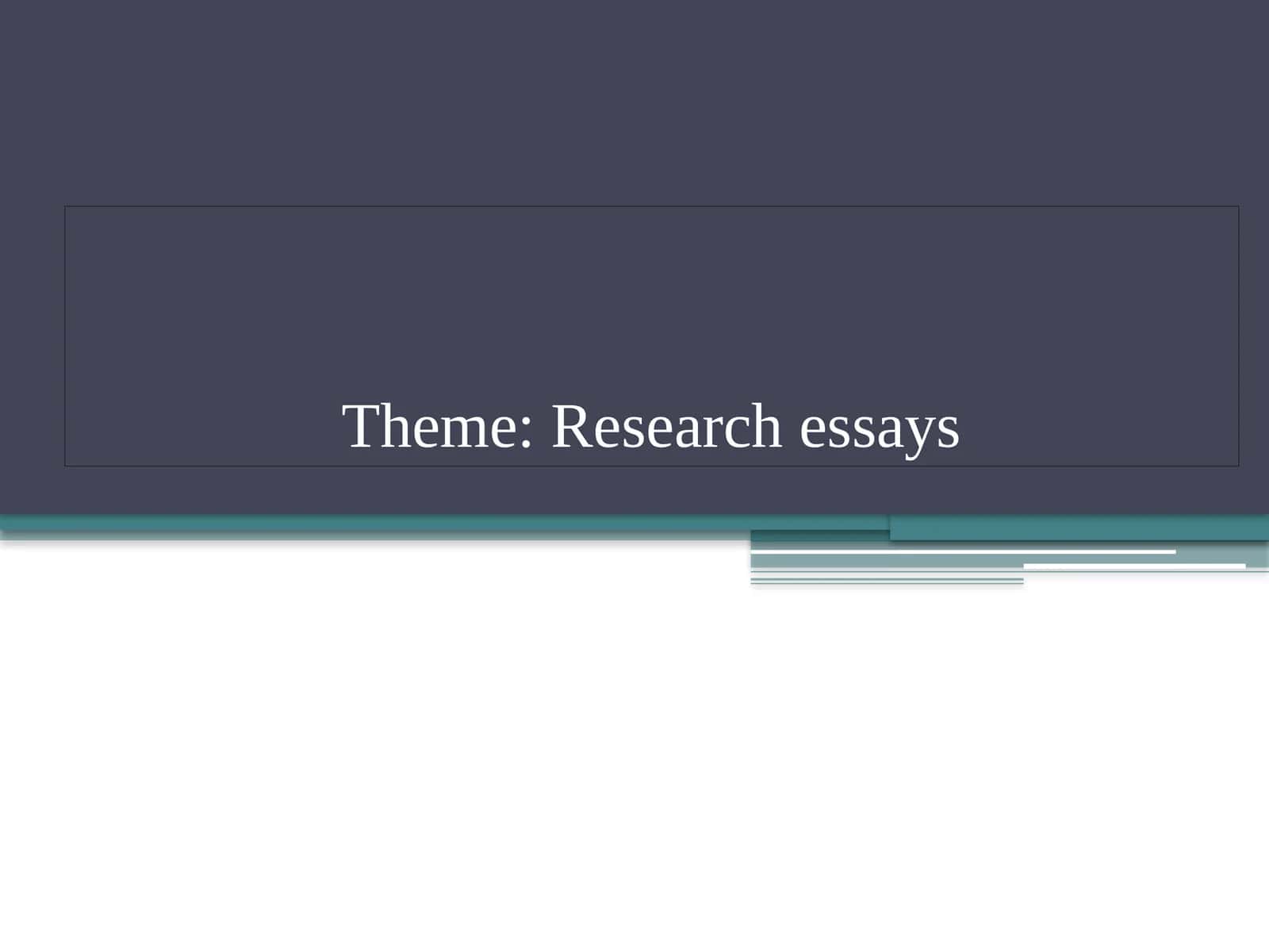 Research Essays in IMRAD Format 1