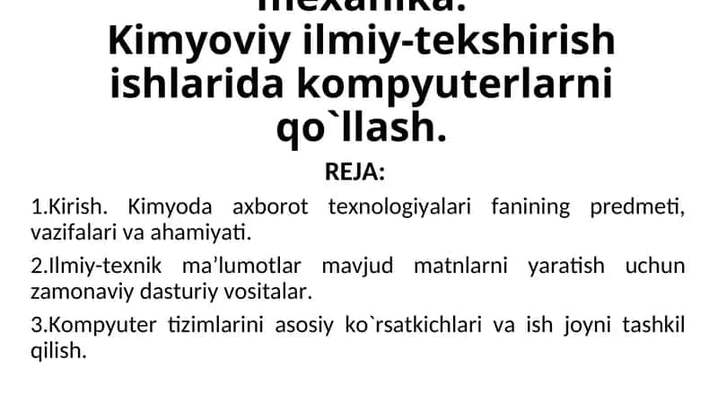 Kimyoda kompyuter modellashtirish 1