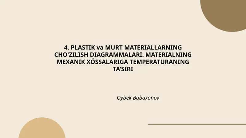 Plastik va Murt Materiallarning Cho'zilish Diagrammalari 1