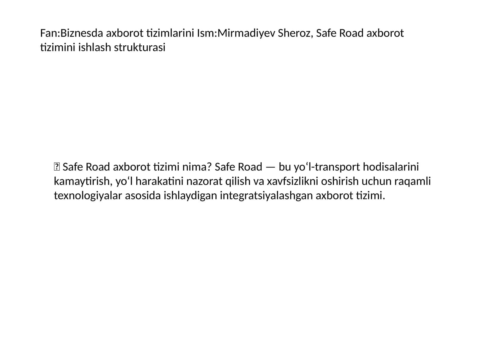 Safe Road axborot tizimi 1