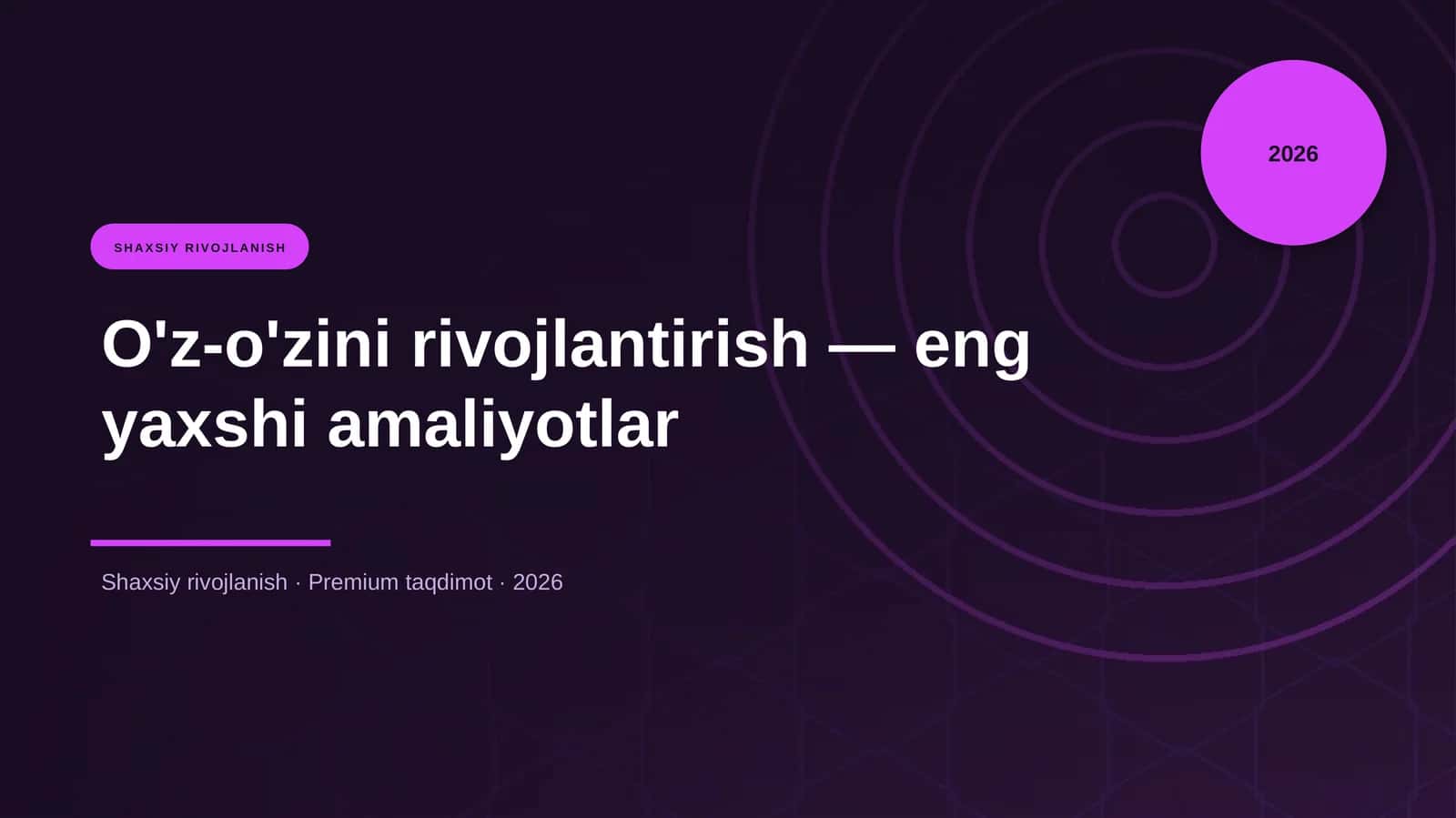 O'z-o'zini rivojlantirish 1