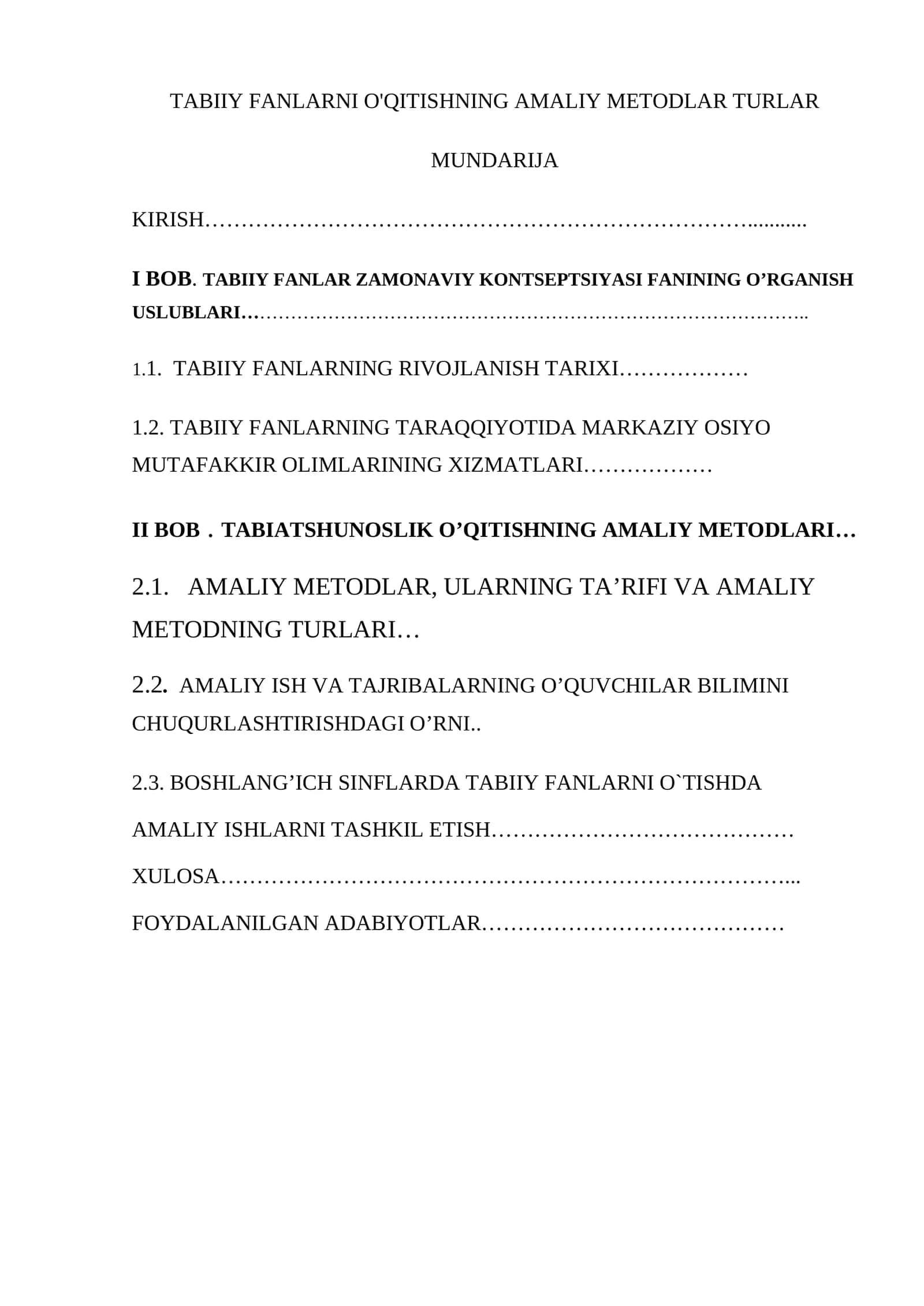 TABIIY FANLARNI O'QITISHNING AMALIY METODLAR TURLAR 1