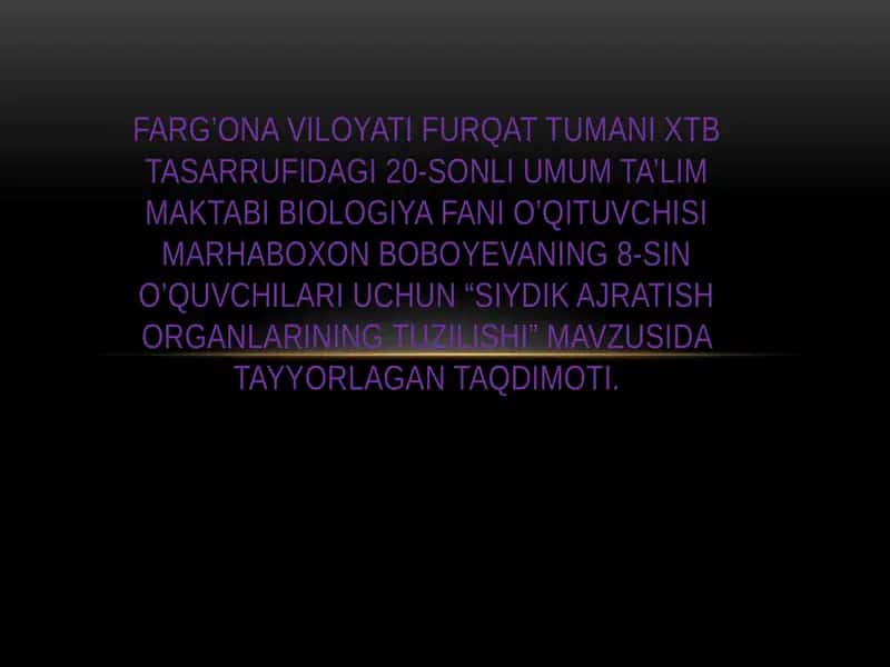 "Siydik Ajratish Organlarining Tuzilishi" 1