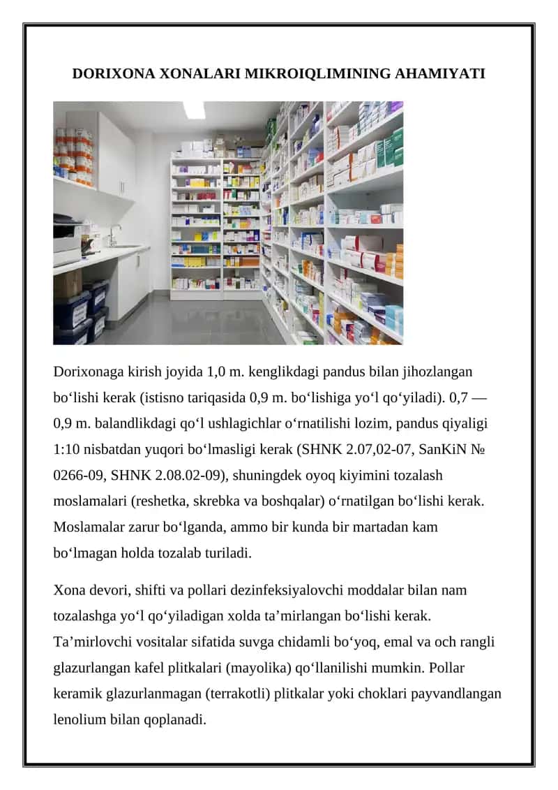 DORIXONA XONALARI MIKROIQLIMINING AHAMIYATI 1