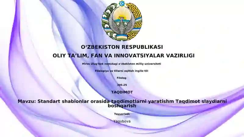 Standart Shablonlardan Taqdimot Yaratish