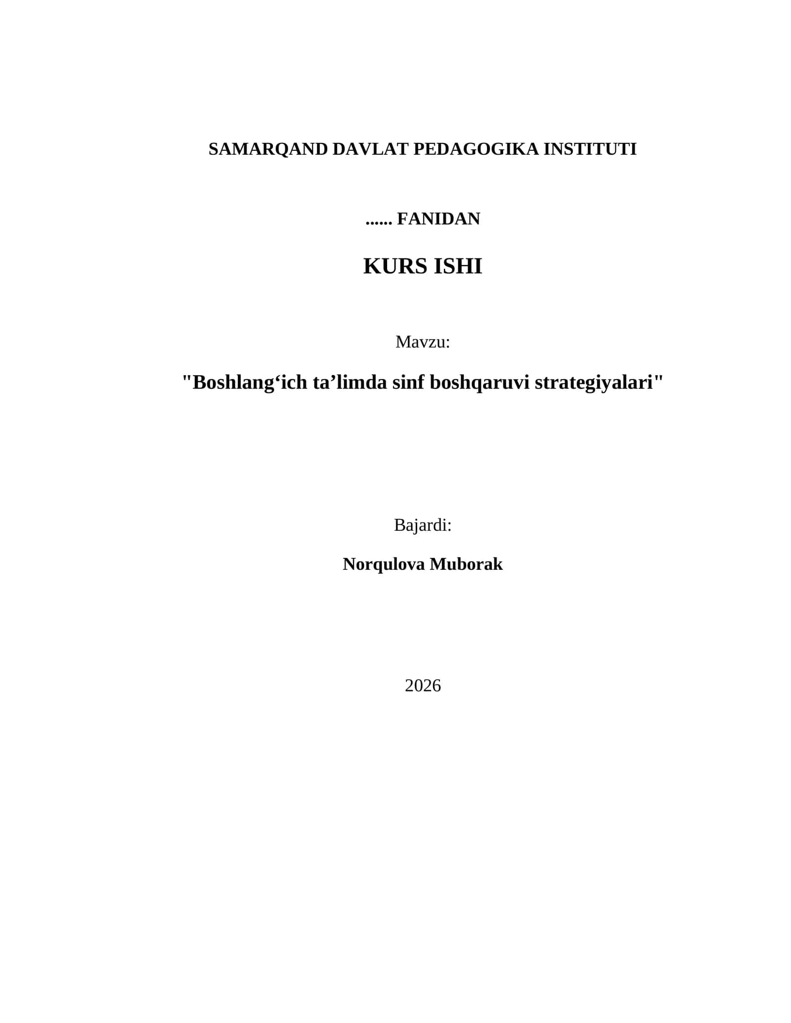 Boshlangʻich taʼlimda sinf boshqaruvi strategiyalari 1
