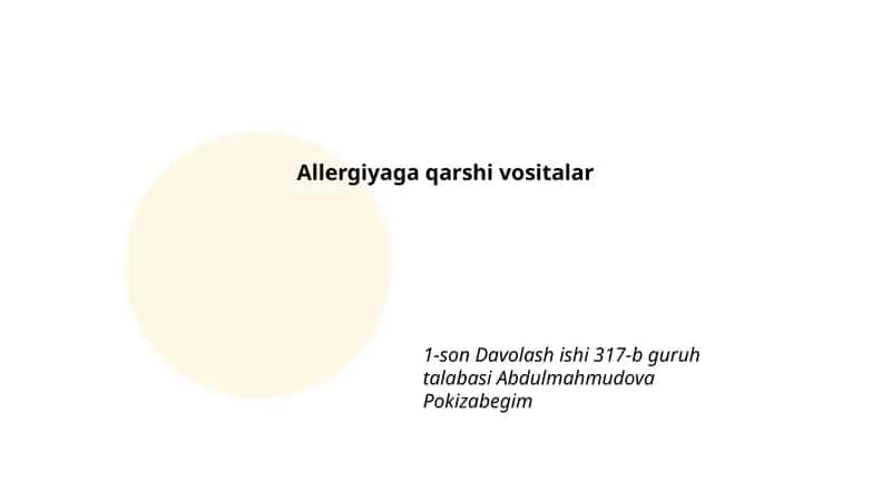 Antigistamin preparatlari: umumiy tavsif 1