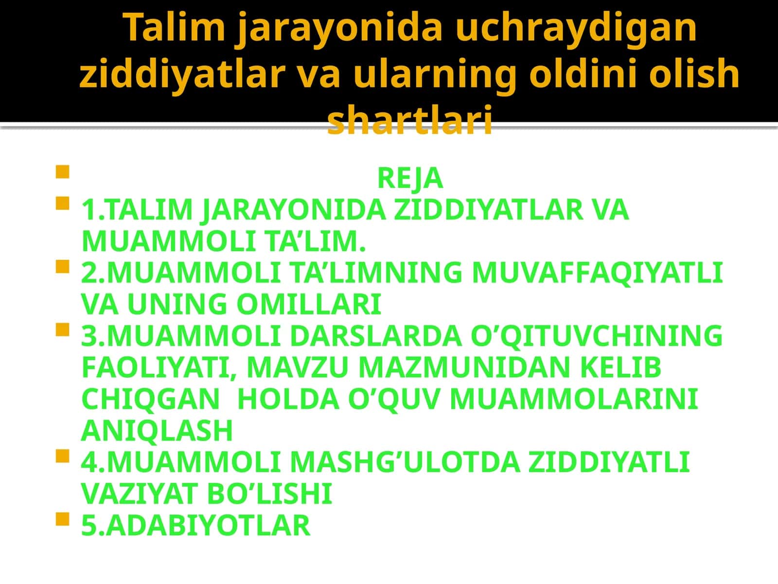 Talim jarayonida uchraydigan ziddiyatlar va ularning oldini olish shartlari 1