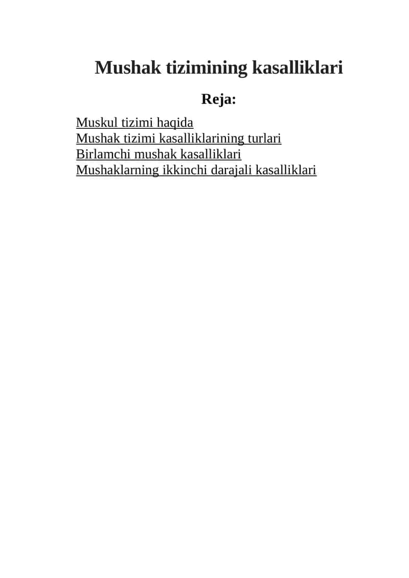 Mushak tizimining kasalliklari 1