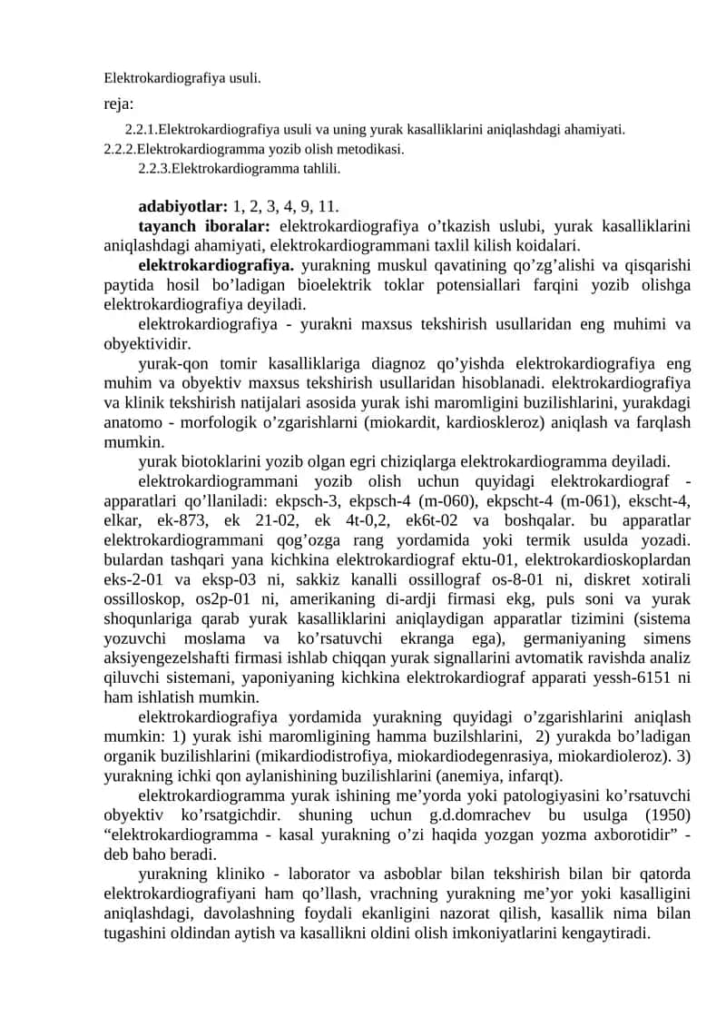 Elektrokardiografiya usullari 1