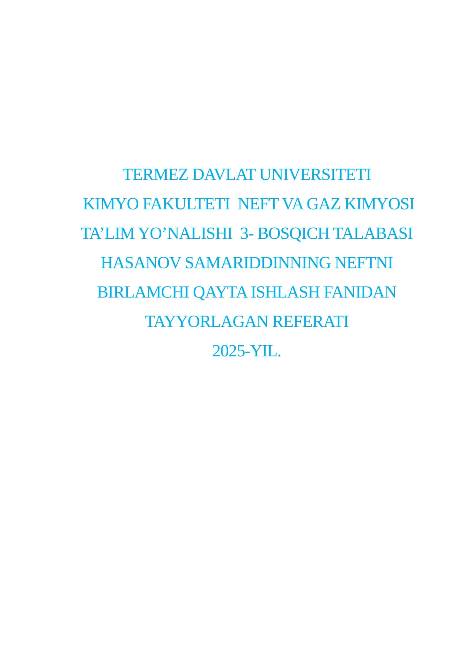 TERMOKATALITIK QAYTA ISHLASH JARAYONLARI 1
