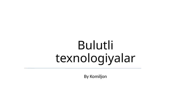 Bulutli texnologiyalar 1