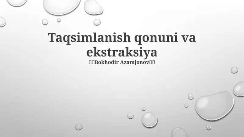 Taqsimlanish qonuni va ekstraksiya 1