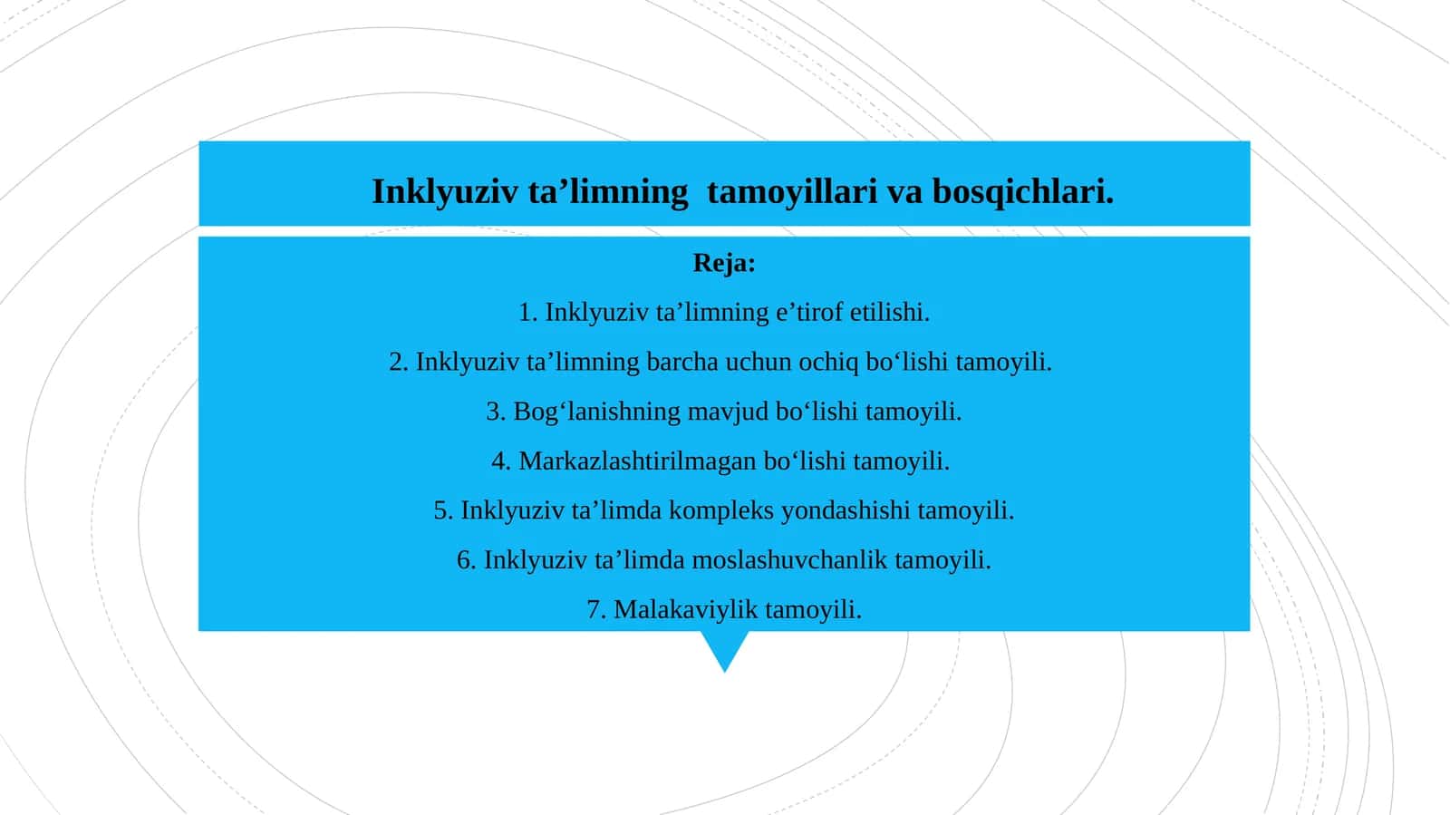 Inklyuziv ta'limning tamoyillari va bosqichlari 1