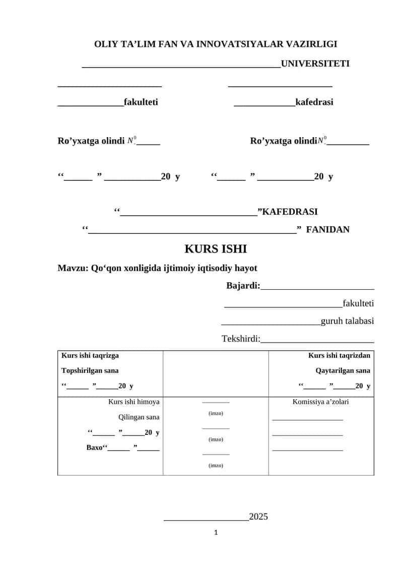 Qoʻqon xonligida ijtimoiy iqtisodiy hayot 1