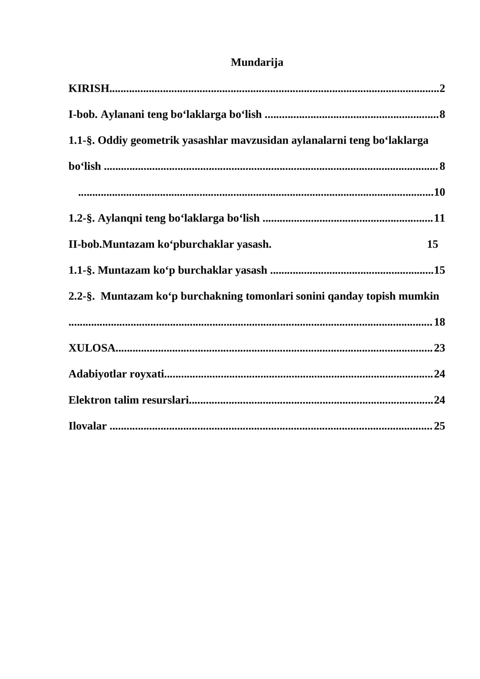 Aylanani teng boʻlaklarga boʻlish 1
