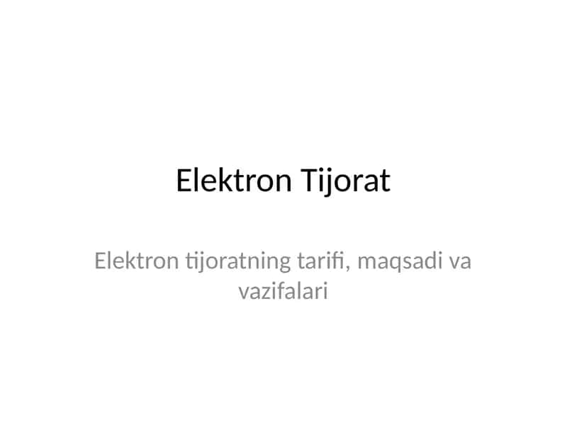 Elektron Tijorat 1