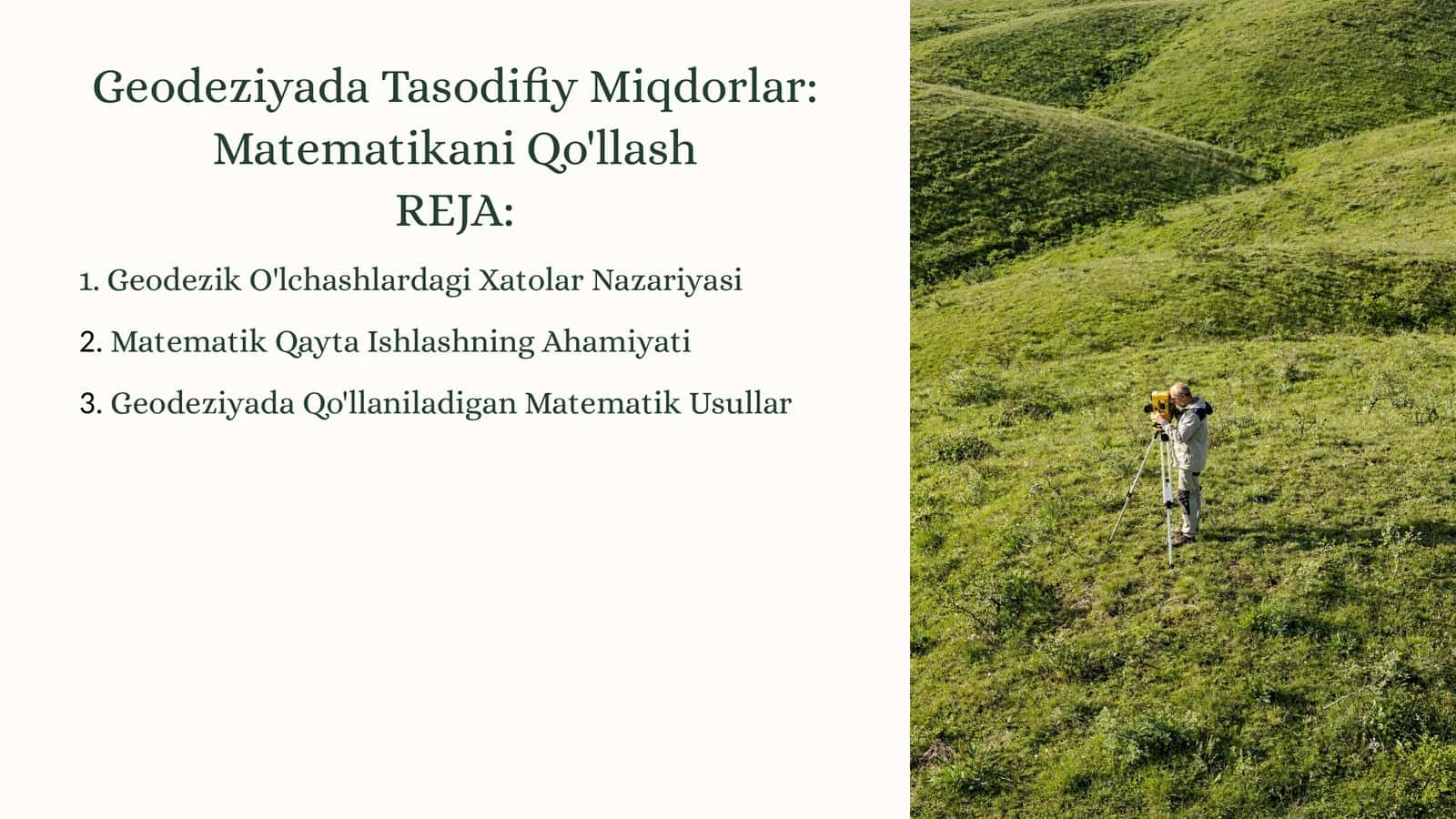 Geodeziyada Tasodifiy Miqdorlar:MatematikaniQo'llash 1