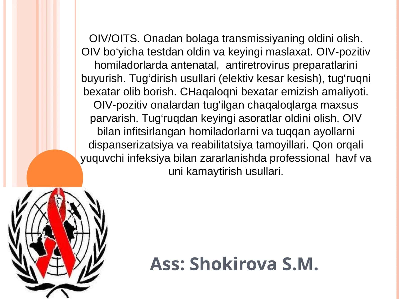 OIV/OITS. Onadan bolaga transmissiyaning oldini olish 1