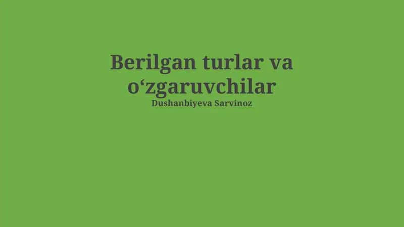 Funksiyalar va o'zgaruvchilar 1