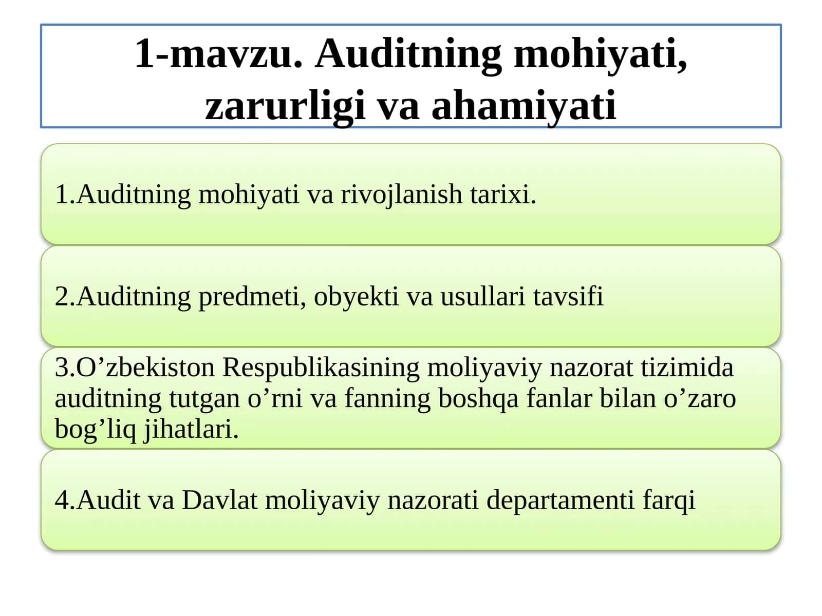 Auditning mohiyati, zarurati va ahmiyati 1