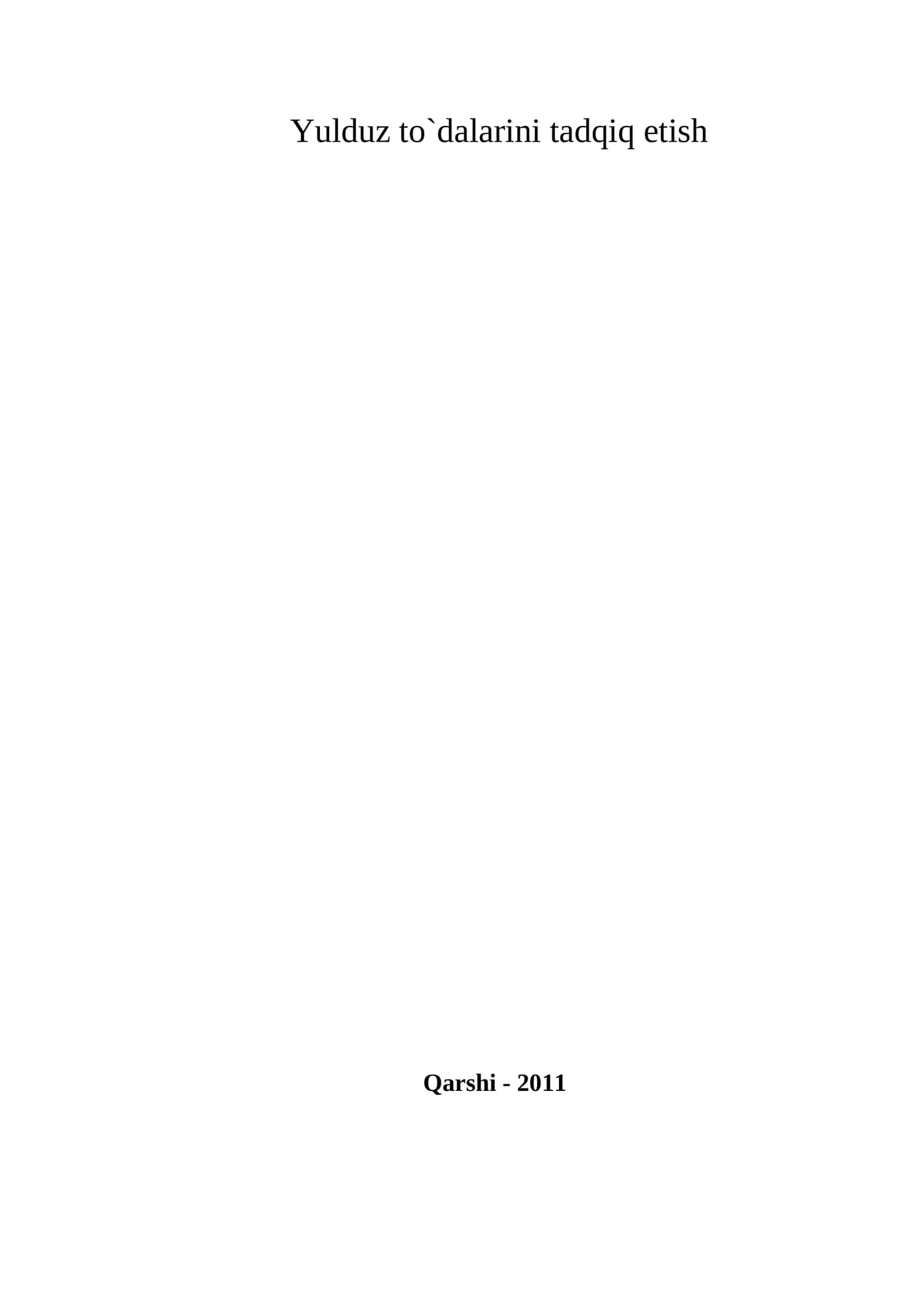 Yulduz to`dalarini tadqiq etish 1