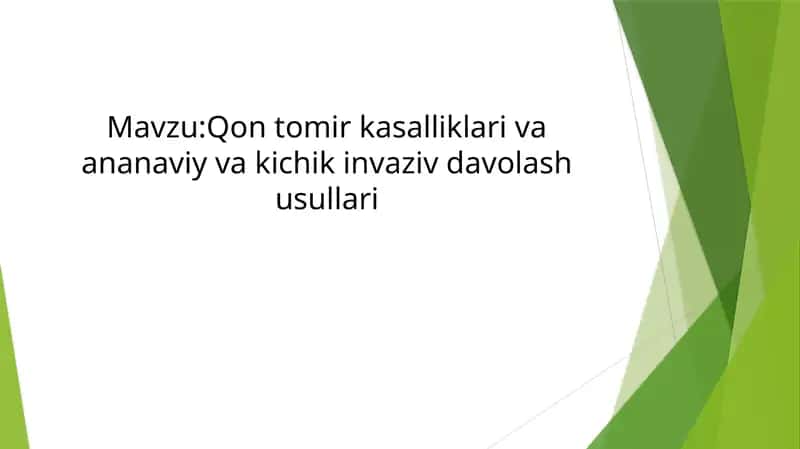 Oon tomir kasalliklari va ananaviy va kichik invaziv davolash usullar 1