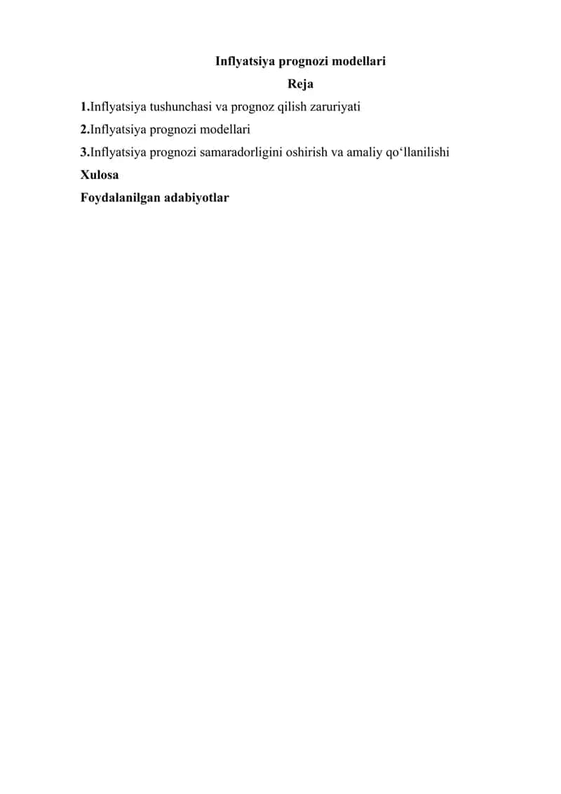 Inflyatsiya prognozi modellari 1