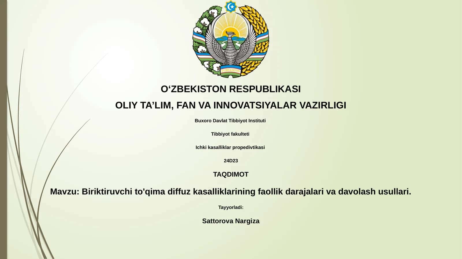 Ichki kasalliklar propedivtikasi 1