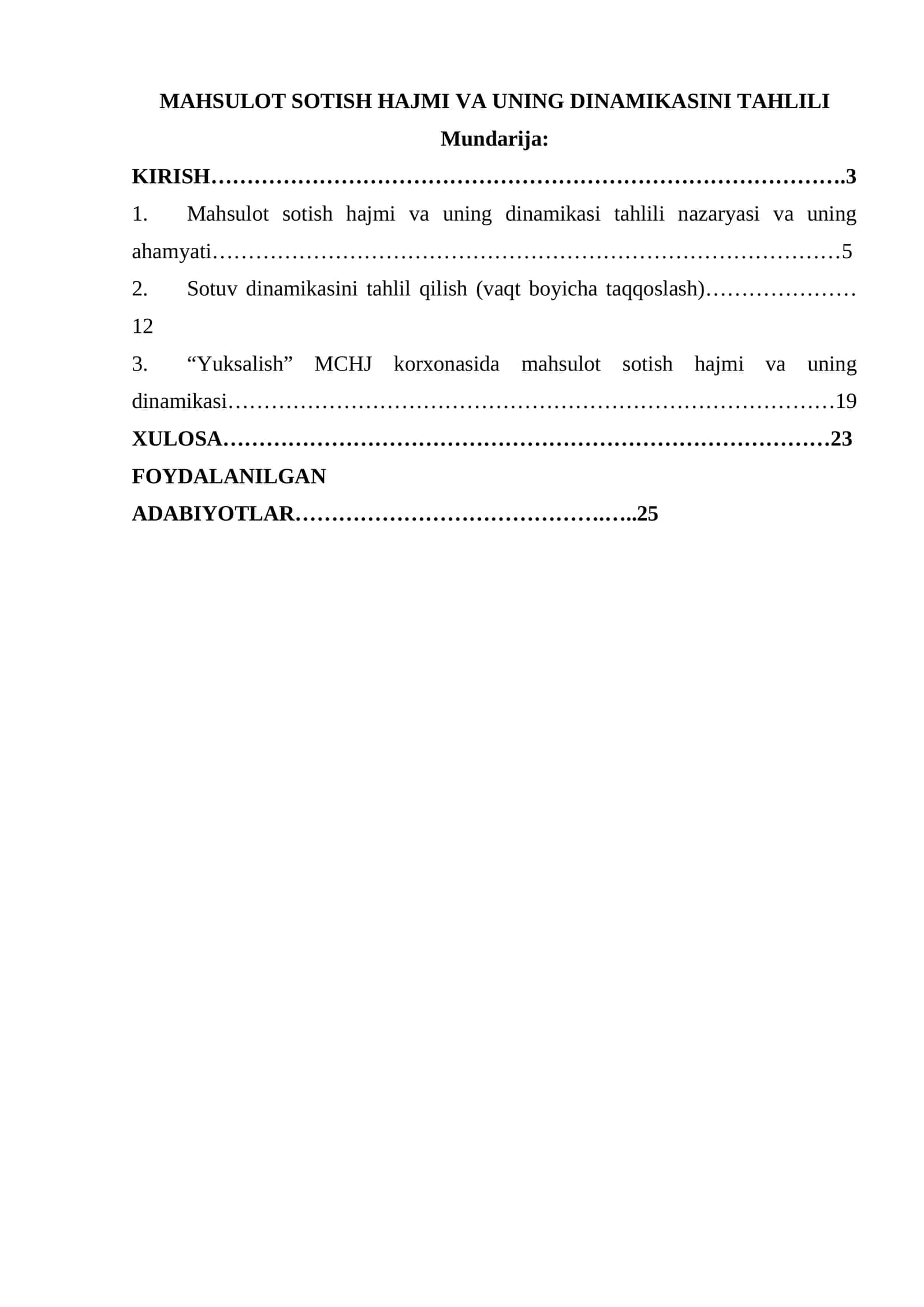 MAHSULOT SOTISH HAJMI VA UNING DINAMIKASINI TAHLILI 1