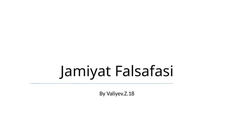 Jamiyat Falsafasi 1