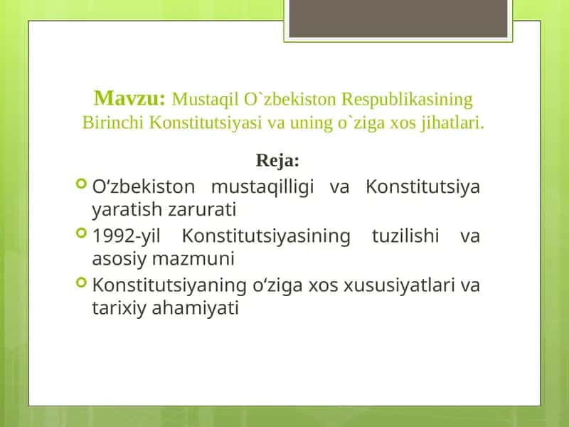 O‘zbekiston Respublikasi Davlat Konstitutsiyasi 1