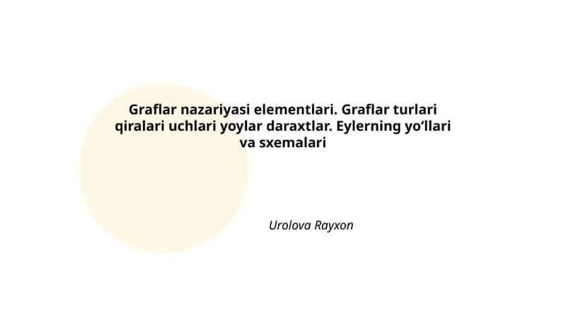 Grafiklar nazariyasi 1