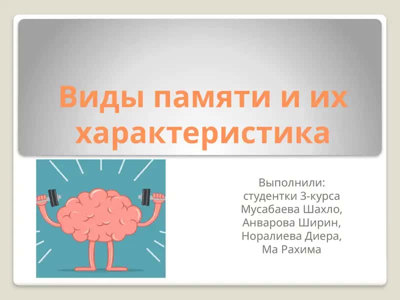 Виды памяти и их характеристика 1