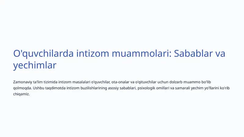 Intizom muammolari 1