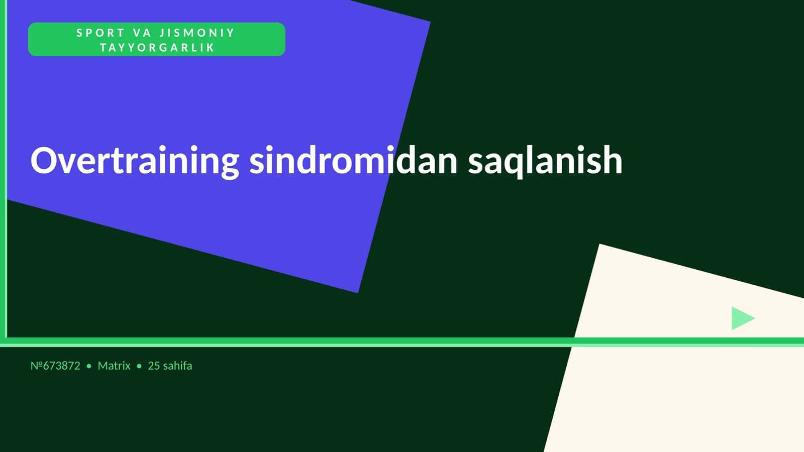 Overtraining sindromidan saqlanish 1