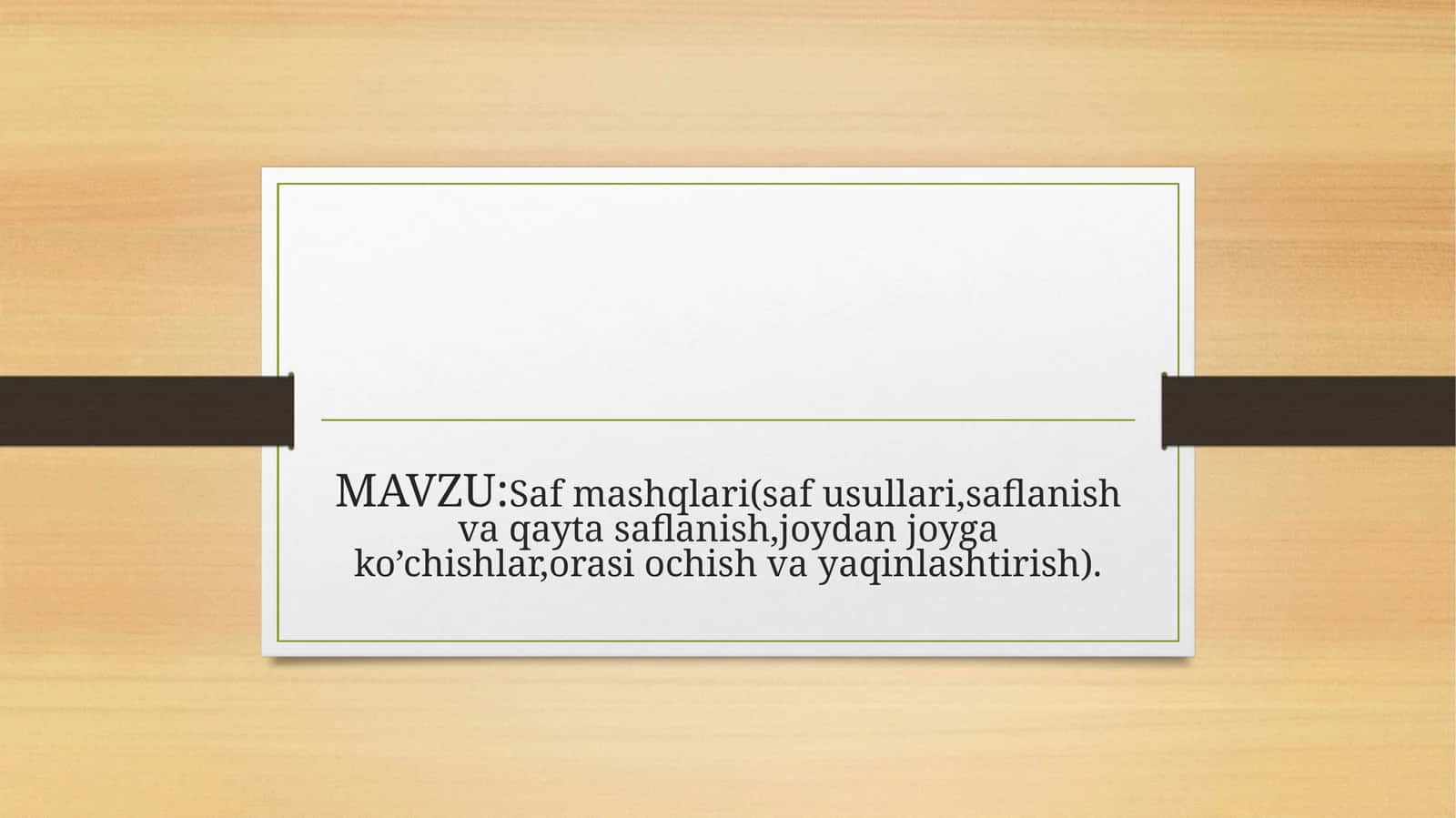 Safmashqlari 1