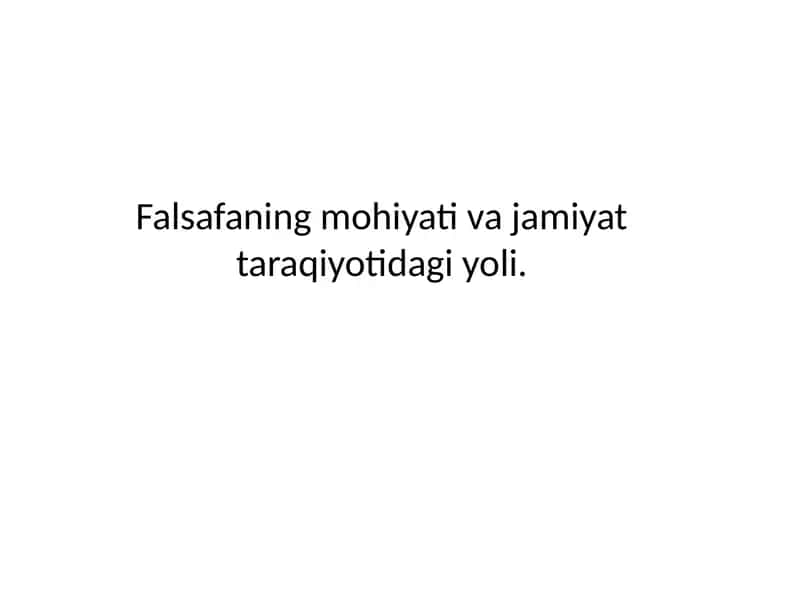 Sharq va G’arb Falsafasi 1