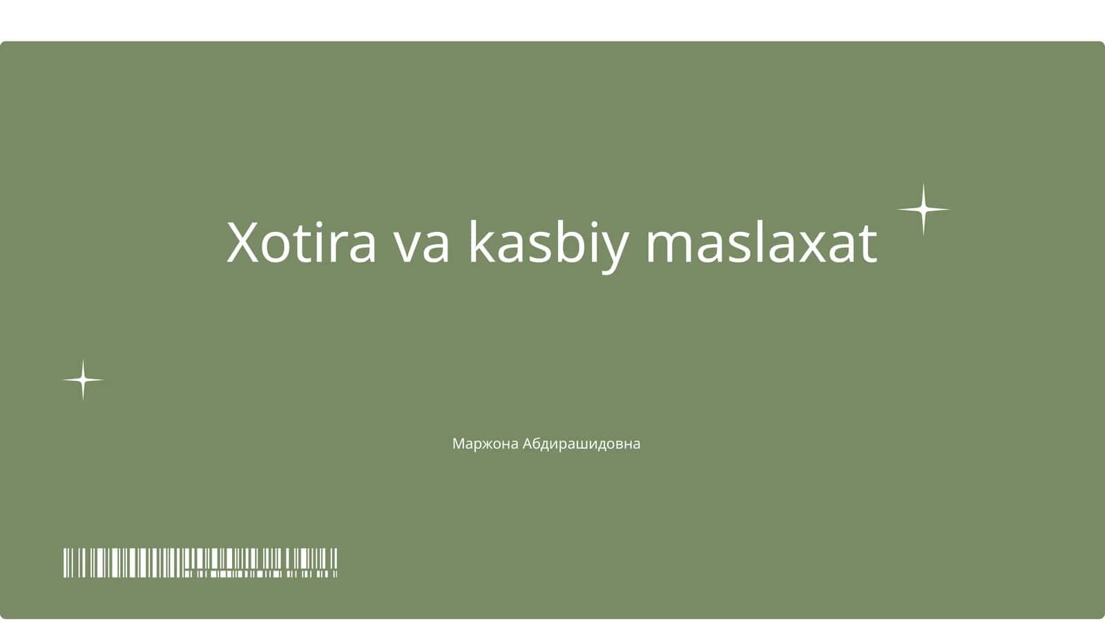Xotira va kasbiy maslaxat 1
